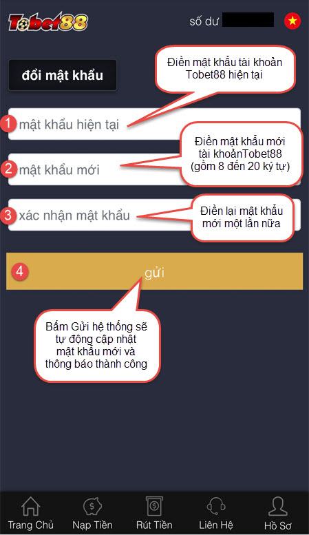 huong dan doi mat khau tai khoan tobet88 Hướng dẫn điền thông tin đổi mật khẩu tobet88 chi tiết